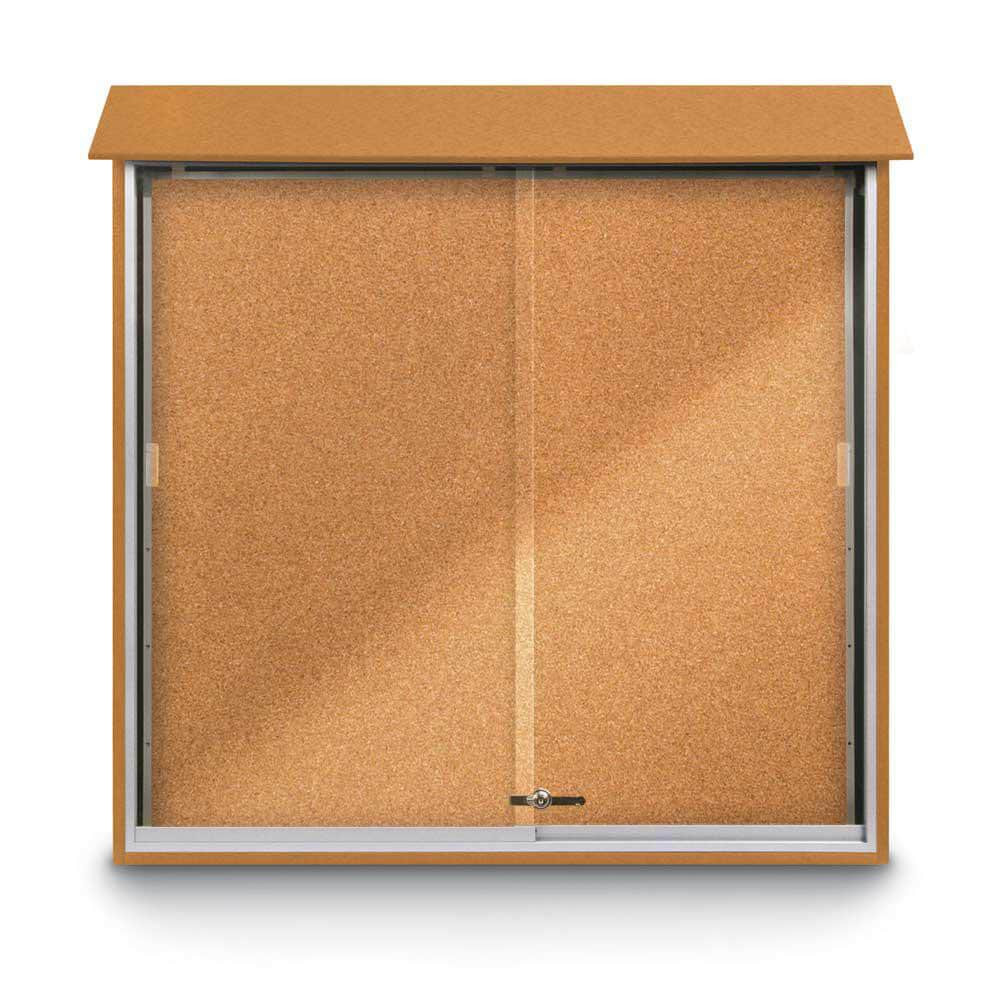 United Visual Products UVMC4848-CEDAR- Enclosed Cork Bulletin Board: 48" Wide, 48" High, Cork, Natural Tan