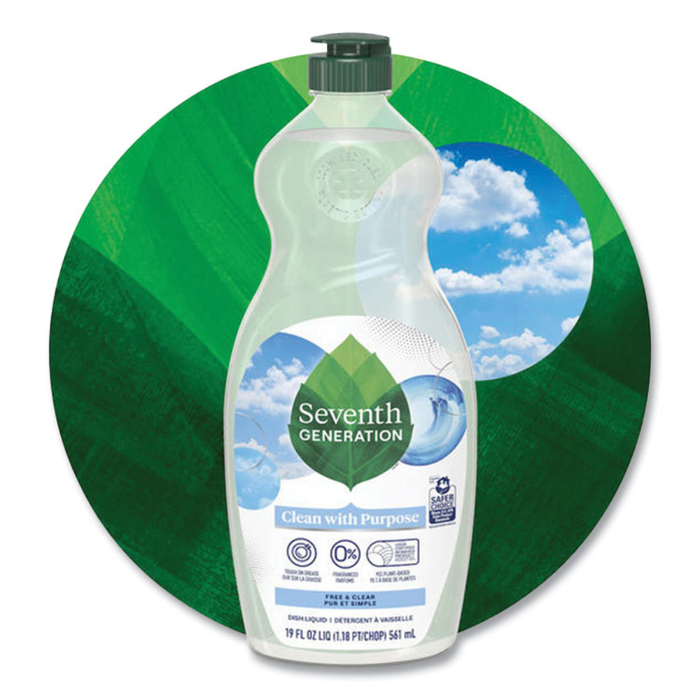 SEVENTH GENERATION 44986CT Natural Dishwashing Liquid, Free and Clear, 19 oz Bottle, 6/Carton