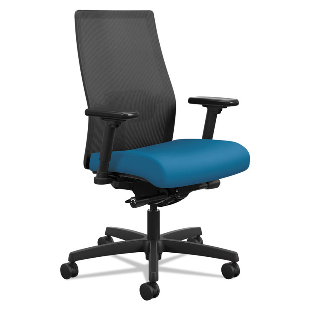 HON COMPANY I2M2AMLC97TK Ignition 2.0 4-Way Stretch Mid-Back Mesh Task Chair, Adjustable Lumbar Support, Peacock Seat, Black Back/Base