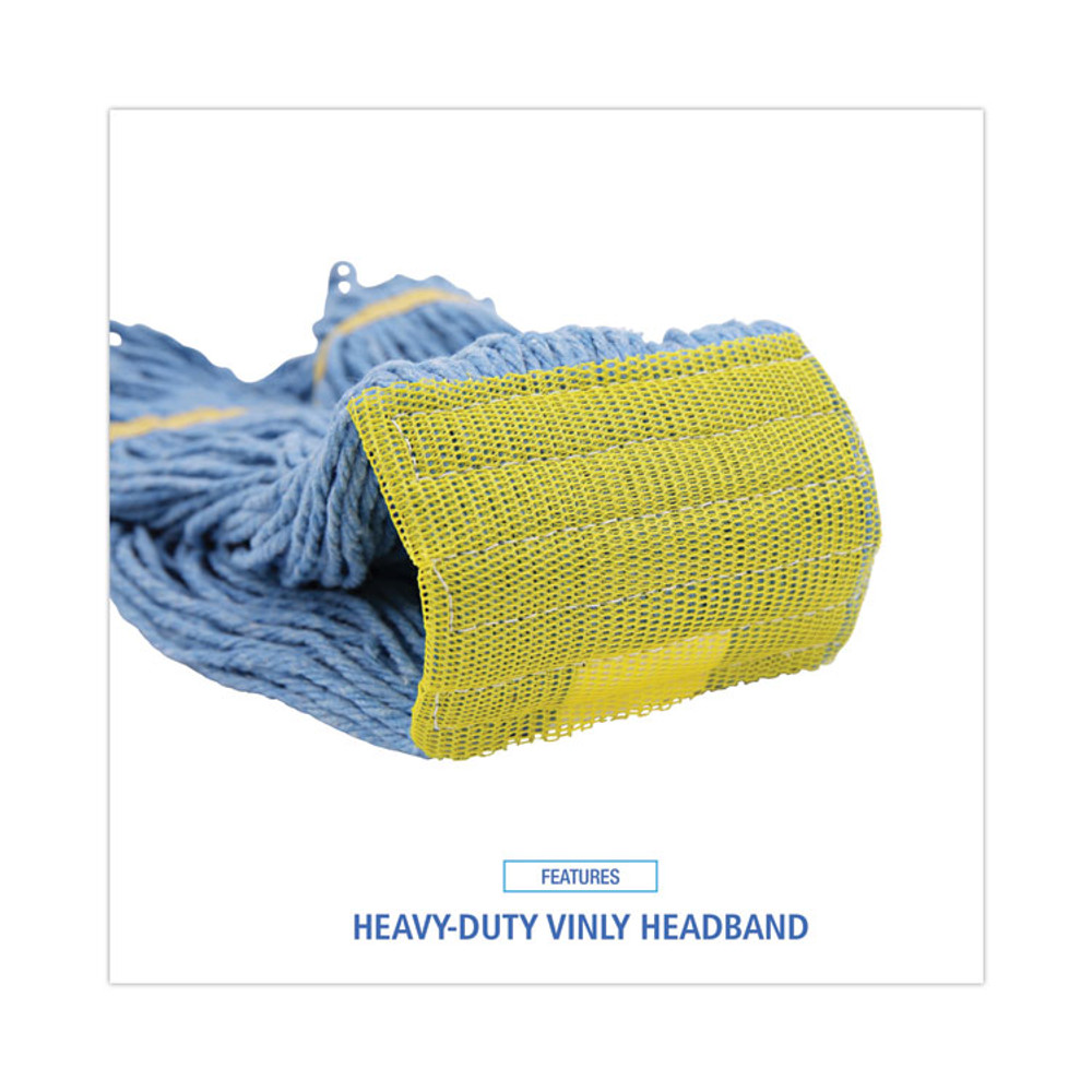 BOARDWALK 501BL Super Loop Wet Mop Head, Cotton/Synthetic Fiber, 5" Headband, Small Size, Blue, 12/Carton