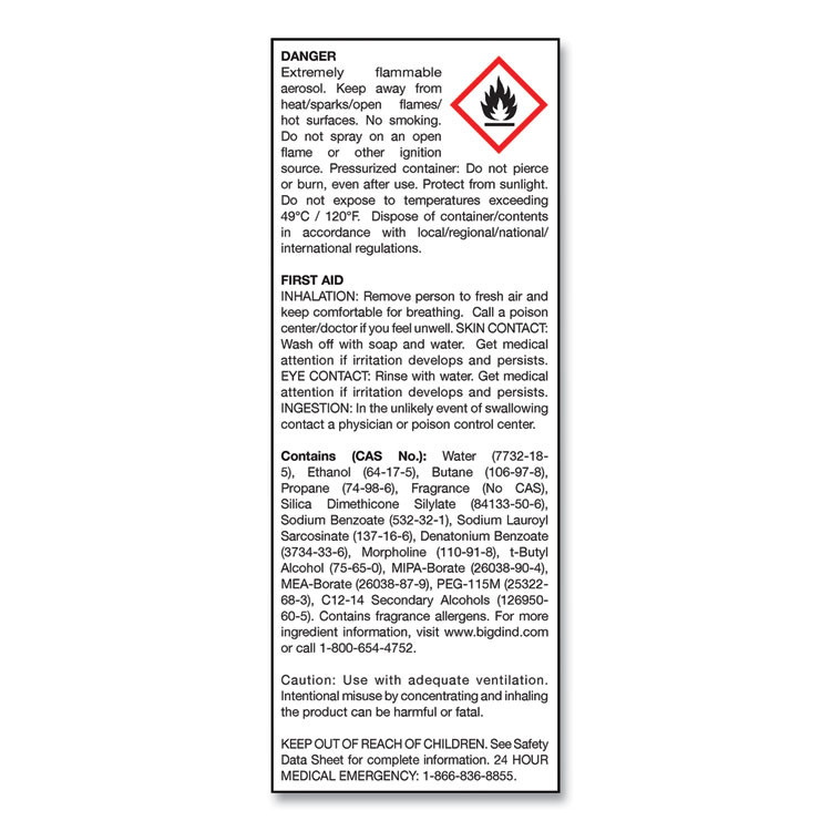 BIG D Industries 241 No-Vacuum Carpet Freshener, Fresh Scent, 14 oz Aerosol Spray, 12/Carton