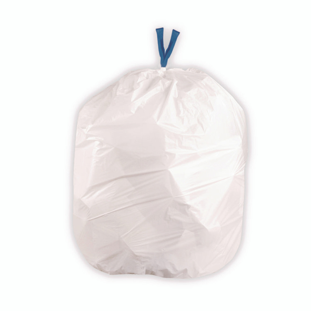 HERITAGE BlueCollar N4828EWRC1 Drawstring Trash Bags, Drawstring, 13 gal, 24" x 28", White, 40 Bags/Roll, 2 Rolls/Box