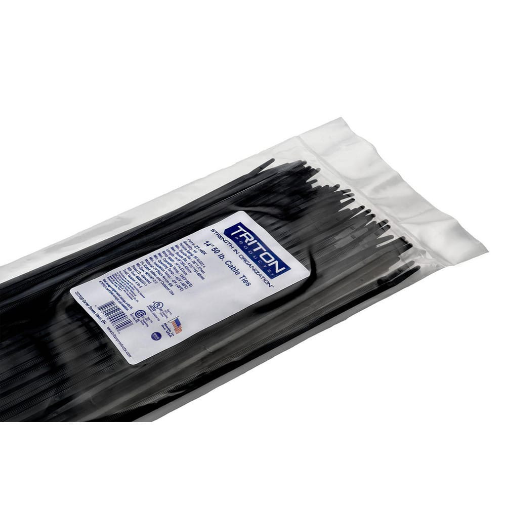 Triton Products ZT-14BK 14" Long Heavy Duty Black Nylon Ties, 50 lb Tensile Strength, 100/pk