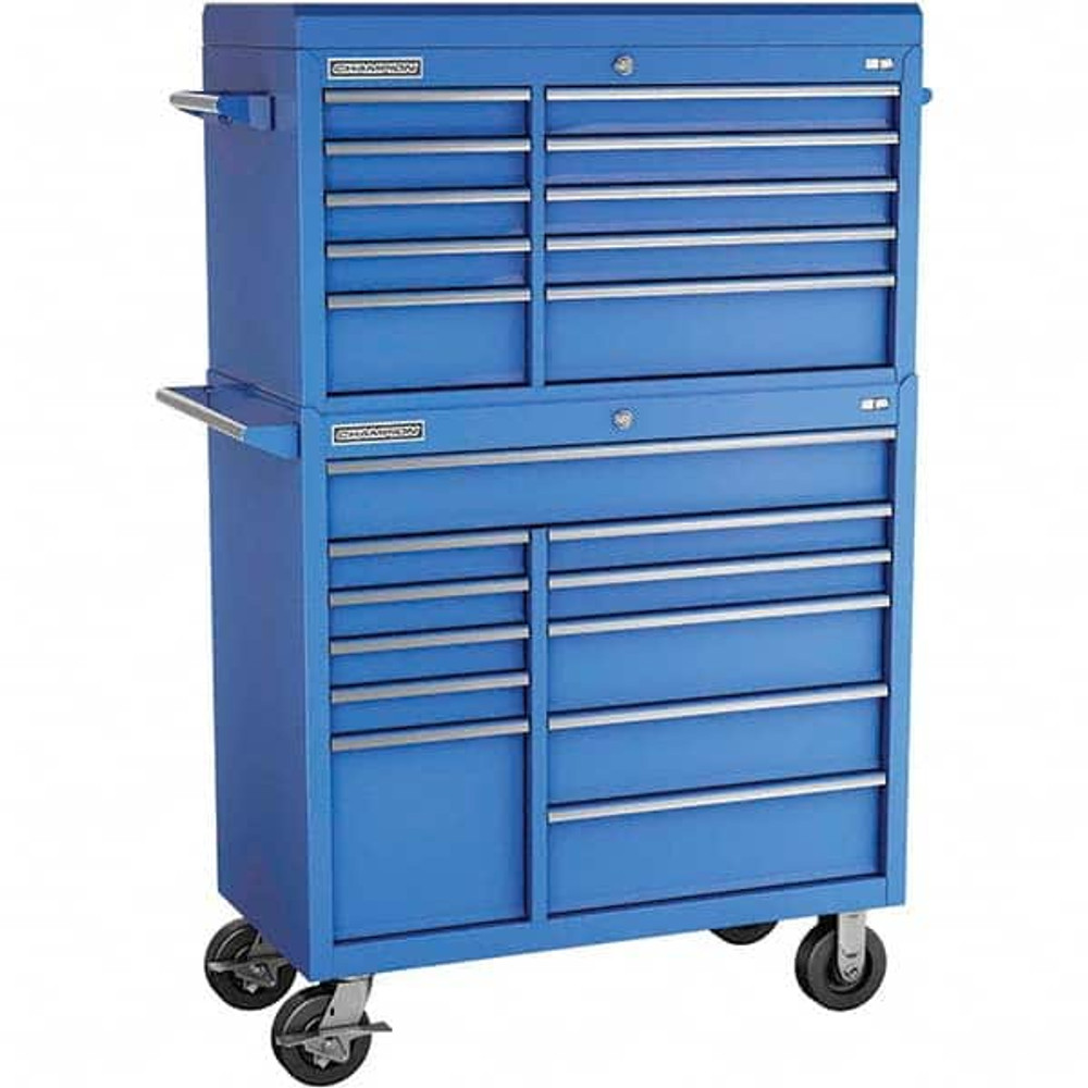 Champion Tool Storage FMP4121RC-BL Tool Storage Combos & Systems; Type: Top Chest/Roller Cabinet Combo with Maintenance Cart; Drawers Range: 16 Drawers or More; Number of Pieces: 3; Width Range: 36" - 47.9"; Depth Range: 18" and Deeper; Height Range: