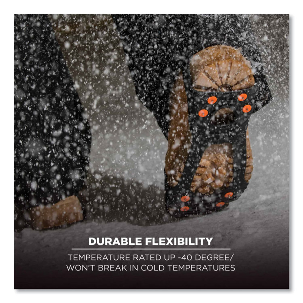 TENACIOUS HOLDINGS, INC. ergodyne® 16734 Trex 6300TC One-Piece Slip-on Tungsten Carbide Ice Cleats, Large, Black, Pair