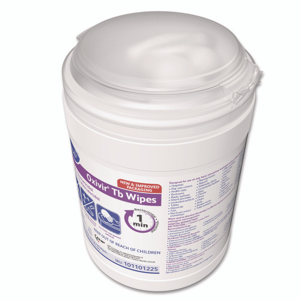 DIVERSEY 4599516 Oxivir TB Disinfectant Wipes, 7 x 6, White, 160/Canister, 12 Canisters/Carton