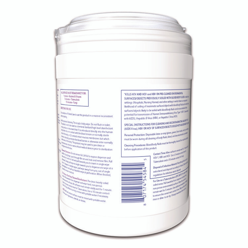 DIVERSEY 4599516 Oxivir TB Disinfectant Wipes, 7 x 6, White, 160/Canister, 12 Canisters/Carton
