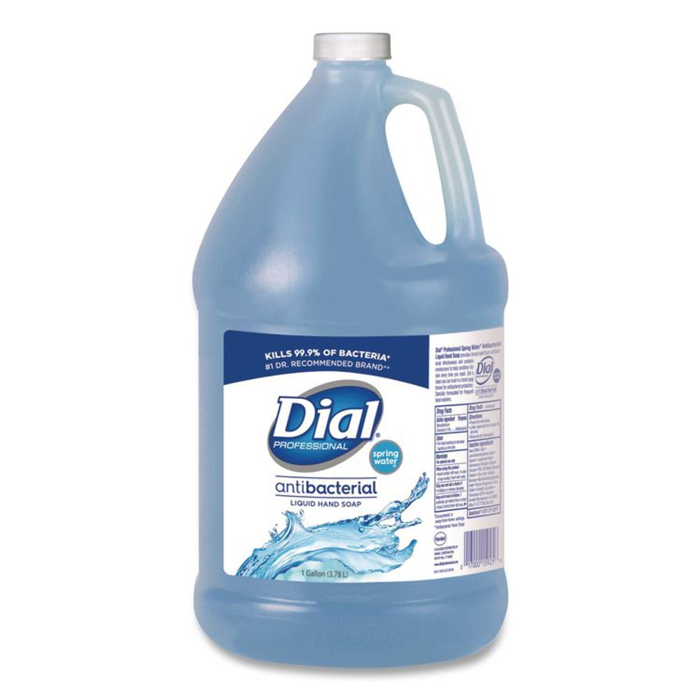 DIAL PROFESSIONAL 15926 Antibacterial Liquid Hand Soap, Spring Water Scent, 1 gal, 4/Carton