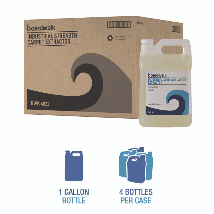 BOARDWALK 4822 Industrial Strength Carpet Extractor, Clean Scent, 1 gal Bottle, 4/Carton