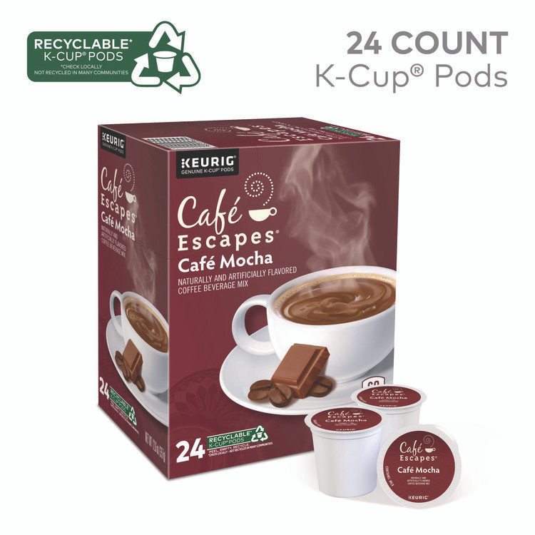 KEURIG DR PEPPER Café Escapes® 6803 Cafe Escapes Mocha K-Cups, 24/Box