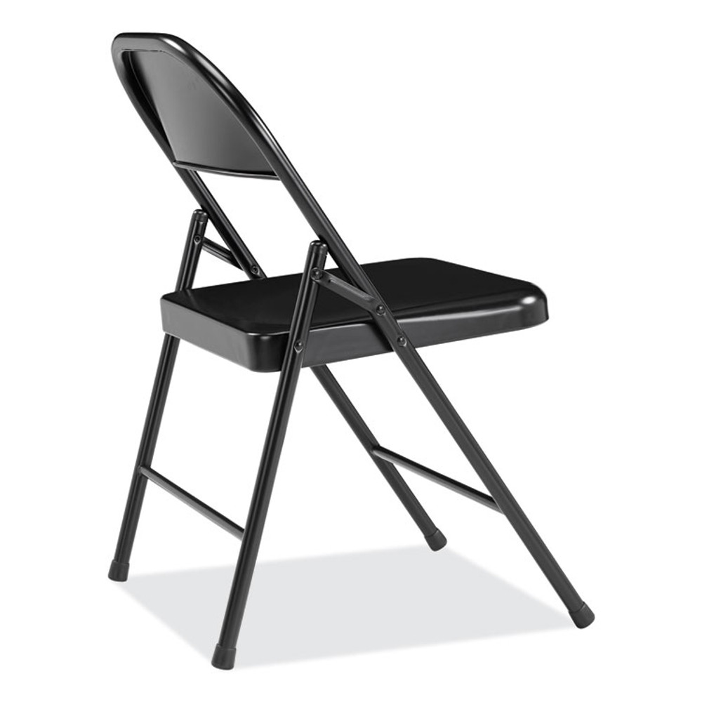 NATIONAL PUBLIC SEATING BASICS by NPS® 910 900 Series All-Steel Folding Chair, Supports Up to 250 lb, 17.75" Seat Height, Black Seat, Black Back, Black Base, 4/Carton