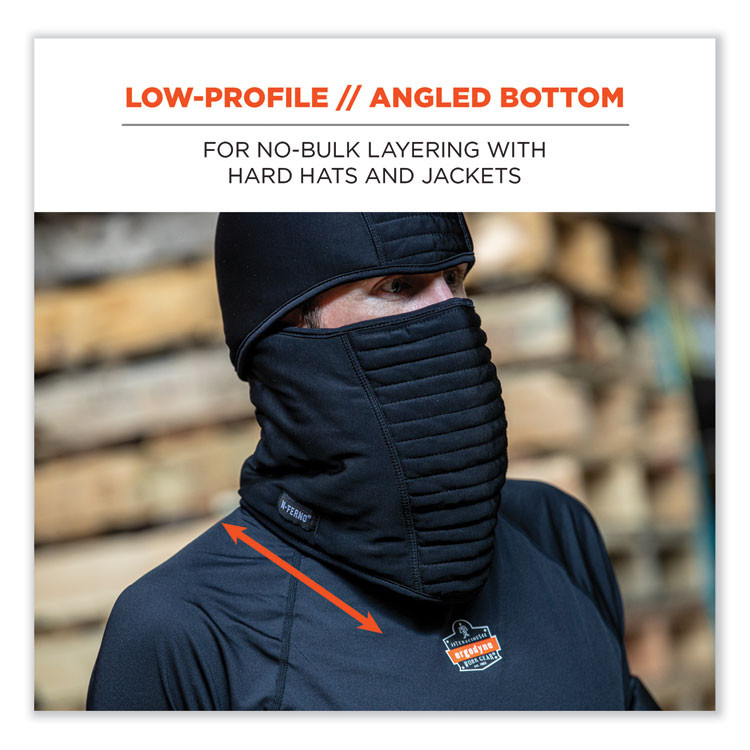 TENACIOUS HOLDINGS, INC. ergodyne® 16955 N-Ferno 6955 Insulated 3-Layer Balaclava Face Mask, Polartec FR Power Grid Fleece/Polyester/Spandex, One Size, Black