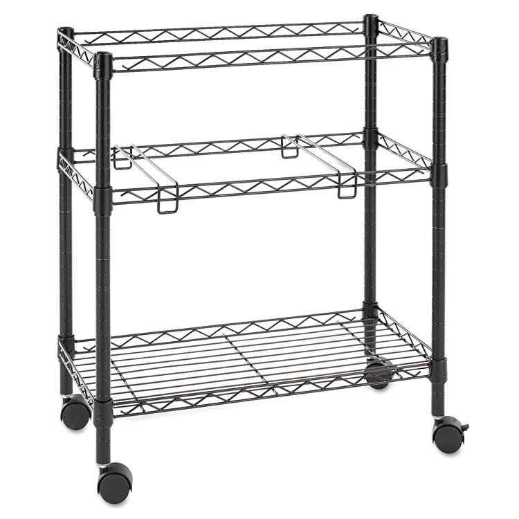 ALERA FW60-1426BL Two-Tier File Cart for Front-to-Back + Side-to-Side Filing, Metal, 1 Shelf, 3 Bins, 26" x 14" x 29.5", Black