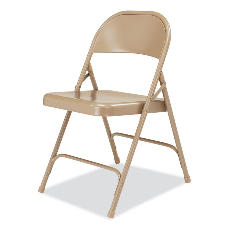 NATIONAL PUBLIC SEATING NPS® 51 50 Series All-Steel Folding Chair, Supports Up to 500 lb, 16.75" Seat Height, Beige Seat, Beige Back, Beige Base, 4/Carton