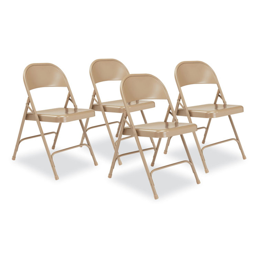 NATIONAL PUBLIC SEATING NPS® 51 50 Series All-Steel Folding Chair, Supports Up to 500 lb, 16.75" Seat Height, Beige Seat, Beige Back, Beige Base, 4/Carton
