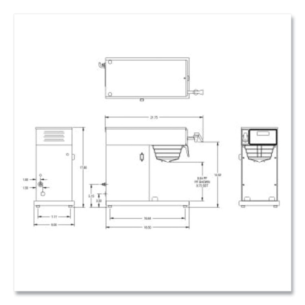 BUNN-O-MATIC 387000011 AXIOM DV-TC Dual-Voltage Thermal Carafe Coffee Brewer, 12 Cups, Silver/Black