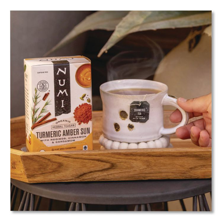 NUMI 10552 Turmeric Tea, Amber Sun, 1.46 oz Bag, 15/Box