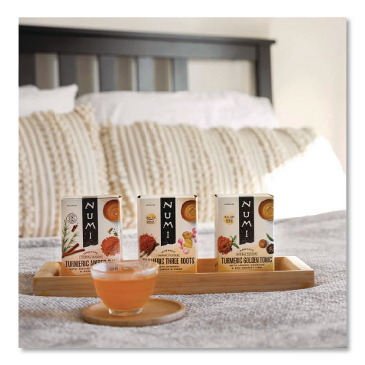 NUMI 10552 Turmeric Tea, Amber Sun, 1.46 oz Bag, 15/Box