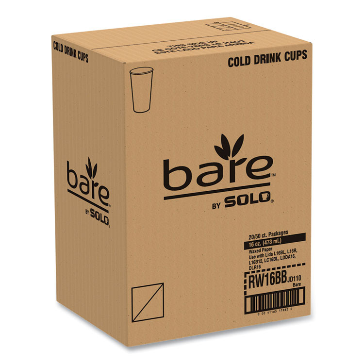 DART SOLO® RW16BBD110CT Bare Eco-Forward Paper Cold Cups, 16 oz, Green/White, 100/Sleeve, 10 Sleeves/Carton