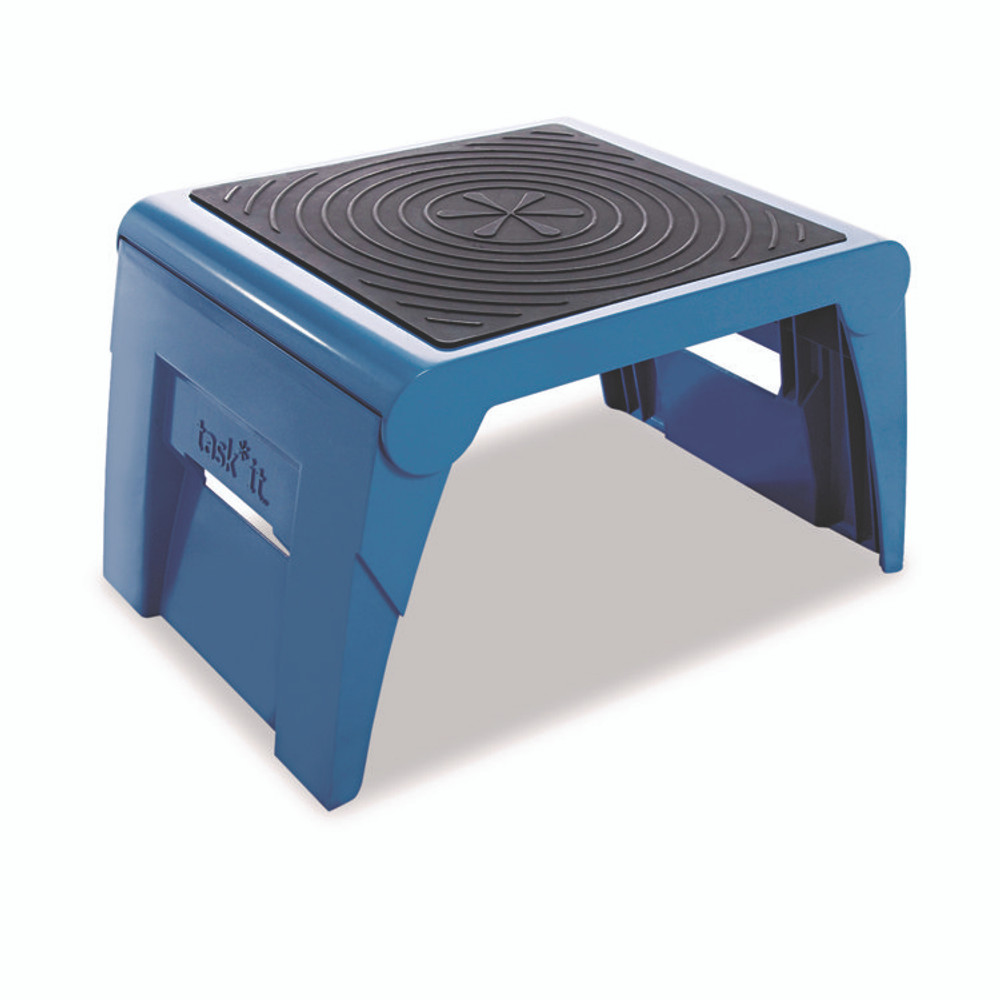 CRAMER 50051PK-63 Folding Step Stool, 1-Step, 300 lb Capacity, 14 x 11.25 x 9.75, Blue