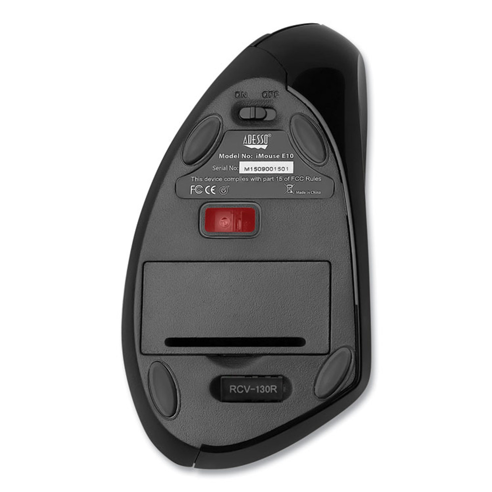 ADESSO INC IMOUSEE10 iMouse E10 Wireless Vertical Ergonomic USB Mouse, 2.4 GHz Frequency/33 ft Wireless Range, Right Hand Use, Black