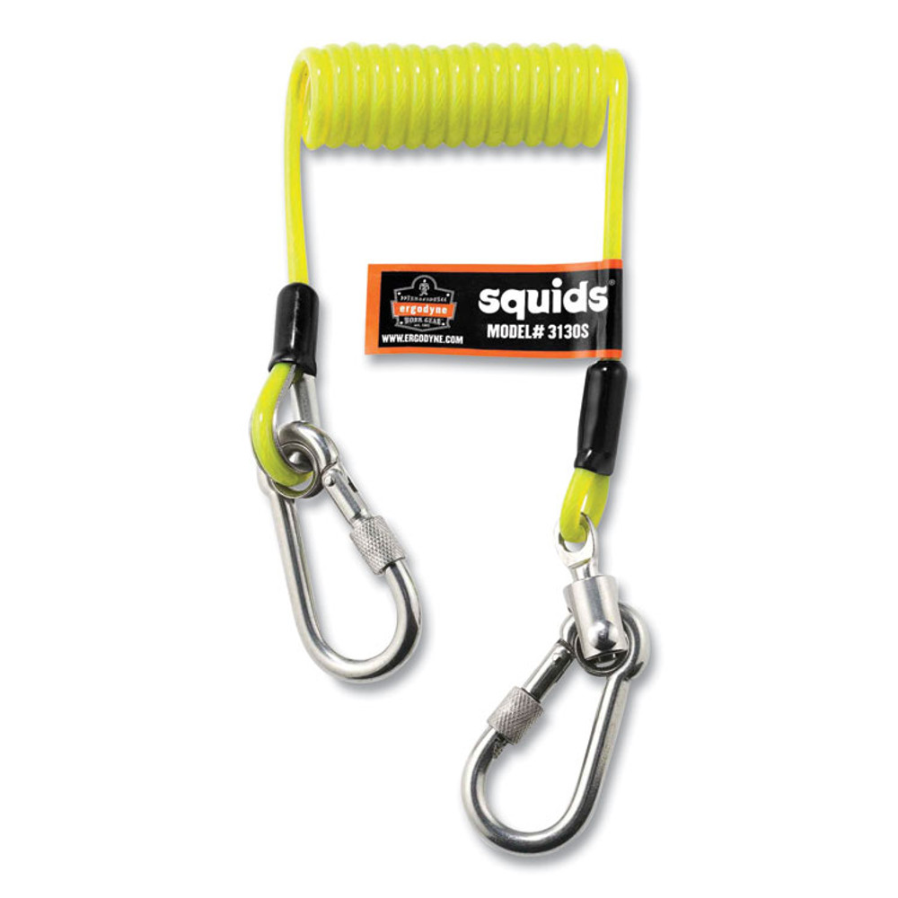 TENACIOUS HOLDINGS, INC. ergodyne® 19660 Squids 3190 Tape Measure Tethering Kit, 2 lb Max Working Capacity, 6.5" to 48" Long, Lime/Black