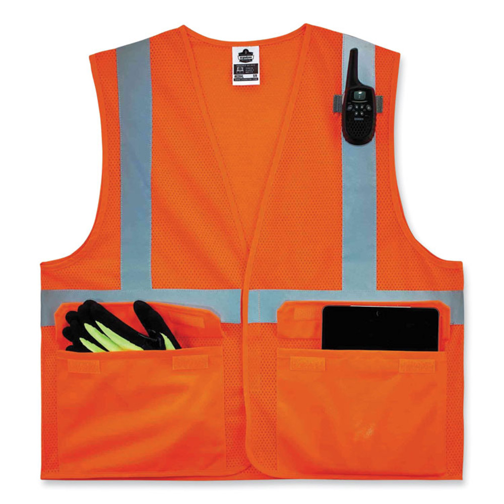 TENACIOUS HOLDINGS, INC. ergodyne® 21135 GloWear 8220HL Class 2 Standard Mesh Hook and Loop Vest, Polyester, Large/X-Large, Orange