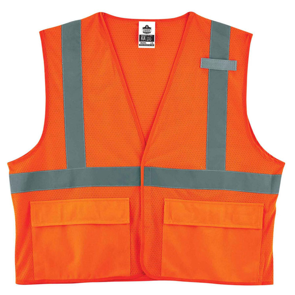 TENACIOUS HOLDINGS, INC. ergodyne® 21135 GloWear 8220HL Class 2 Standard Mesh Hook and Loop Vest, Polyester, Large/X-Large, Orange