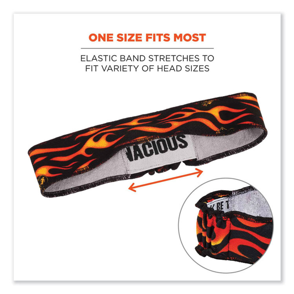 TENACIOUS HOLDINGS, INC. ergodyne® 12429 Chill-Its 6605 High-Performance Terry Cloth Sweatband, Cotton Terry Cloth, One Size Fits Most, Flames