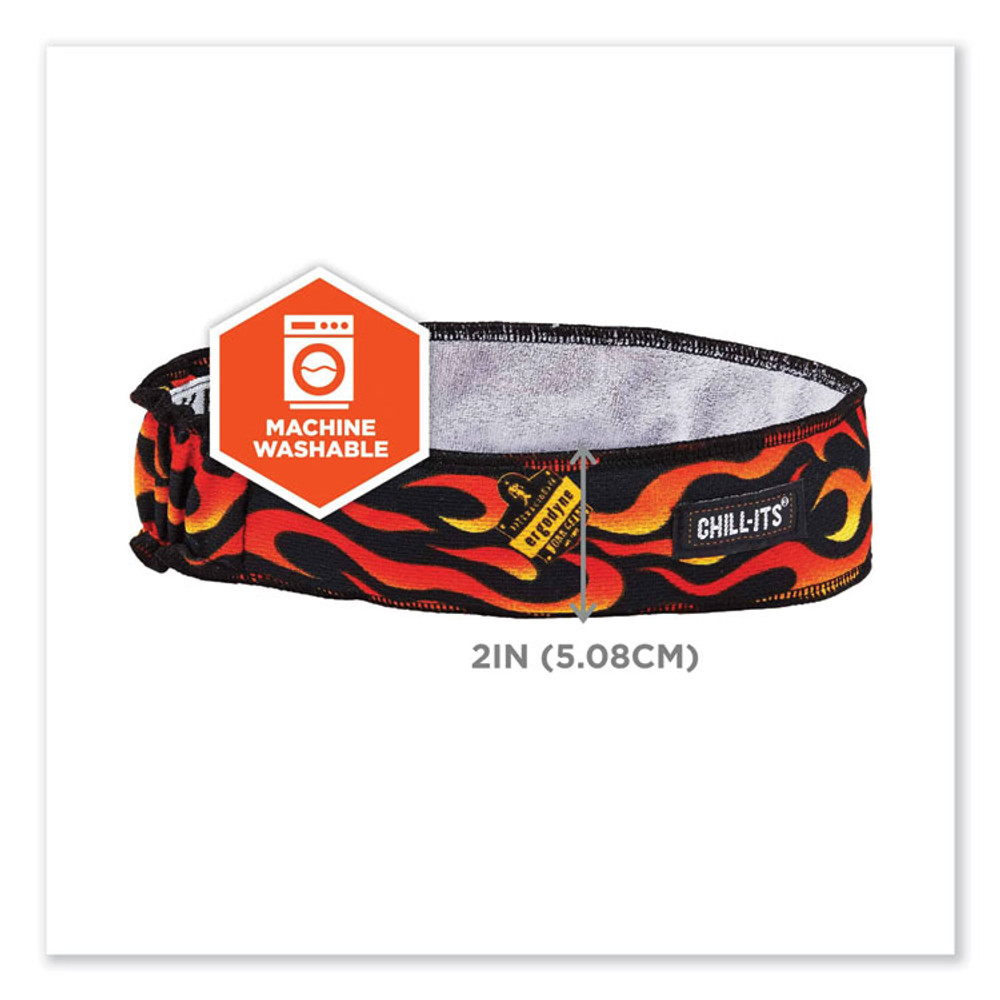 TENACIOUS HOLDINGS, INC. ergodyne® 12429 Chill-Its 6605 High-Performance Terry Cloth Sweatband, Cotton Terry Cloth, One Size Fits Most, Flames
