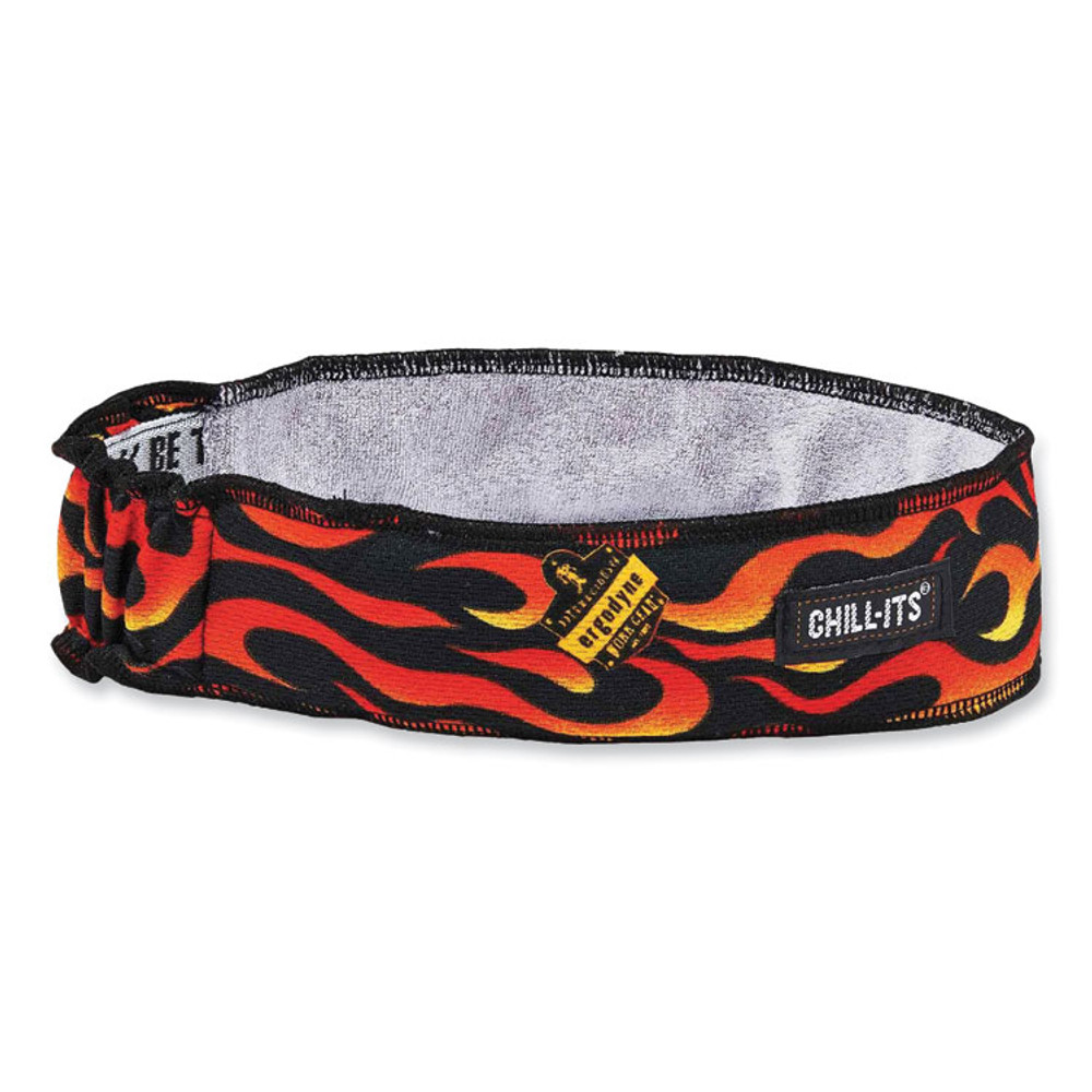 TENACIOUS HOLDINGS, INC. ergodyne® 12429 Chill-Its 6605 High-Performance Terry Cloth Sweatband, Cotton Terry Cloth, One Size Fits Most, Flames