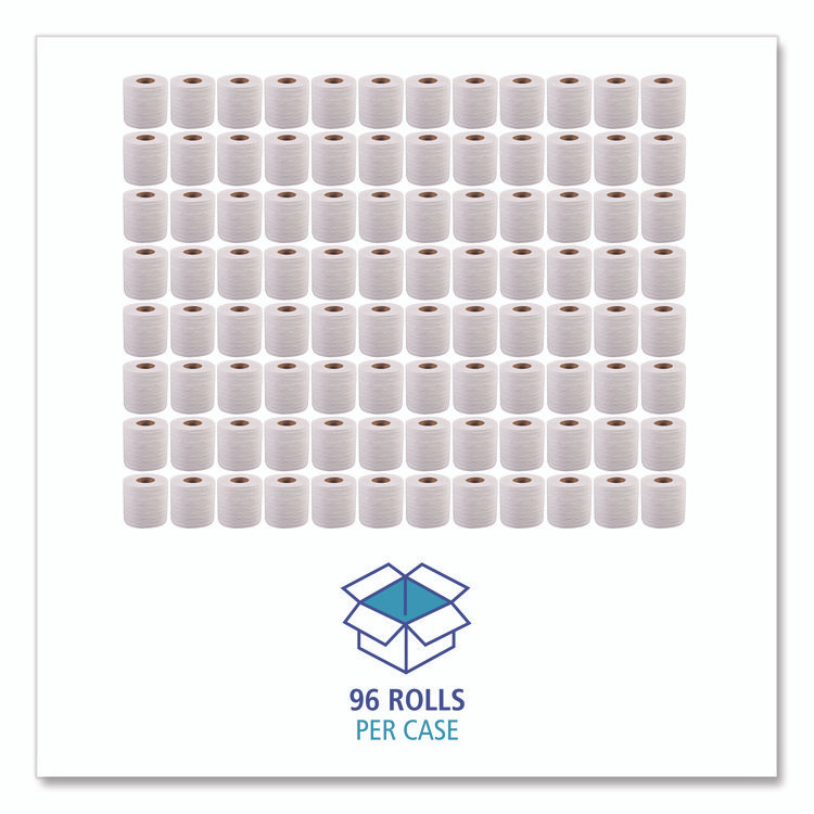 BOARDWALK 6145 Two-Ply Toilet Tissue, Standard, Septic Safe, White, 4 x 3, 500 Sheets/Roll, 96 Rolls/Carton