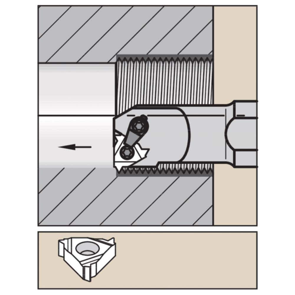Widia 2968765 Indexable Threading Toolholders; Thread Type: Internal ; Hand of Holder: Right Hand ; Shank Width/Diameter (Decimal Inch): 1.2500 ; Compatible Insert Size Code: 3 ; Shank Width/Diameter (Inch): 1-1/4 ; Toolholder Style: LSER