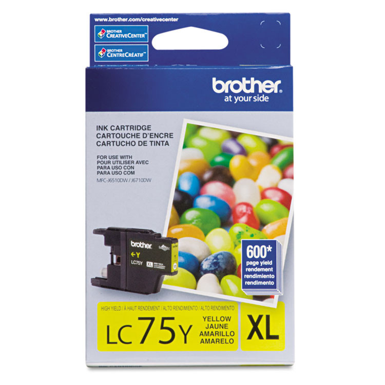 BROTHER INTL. CORP. LC75Y LC75Y Innobella High-Yield Ink, 600 Page-Yield, Yellow