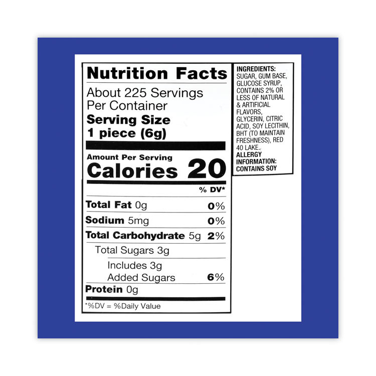 THE TOPPS COMPANY Bazooka® 20900351 Original Bubble Gum Tub, 47.6 oz Tub, 225 Pieces