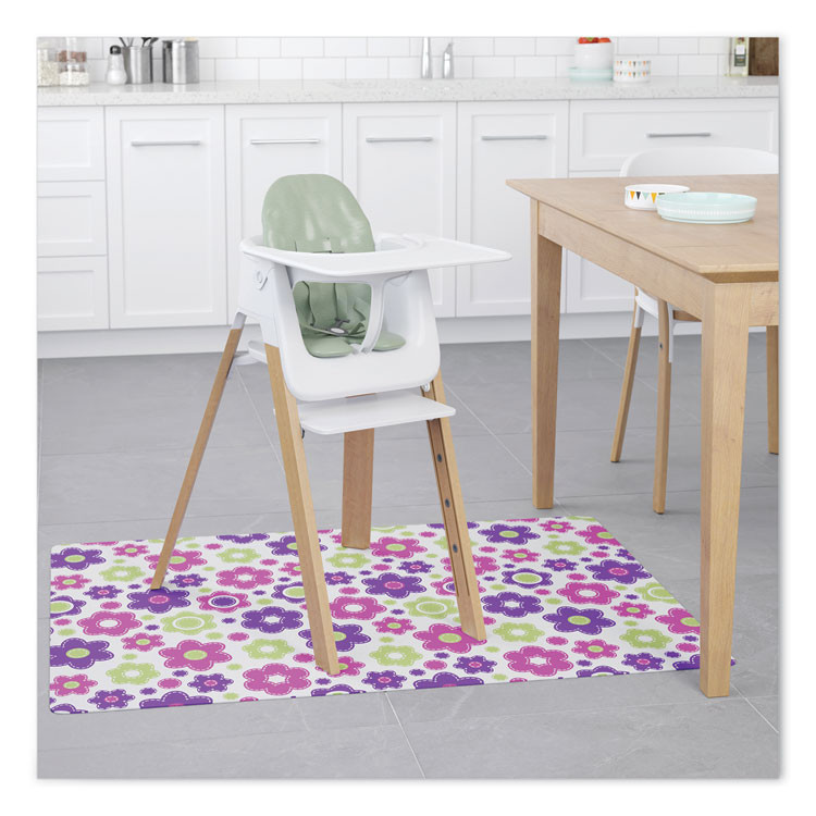 DEFLECTO CORPORATION CM3540LD FashionMat Chair Mat for Flat Pile Carpeted and Hard Floors, Rectangular, Straight Edges, 35" x 40", Pink/Green/Purple