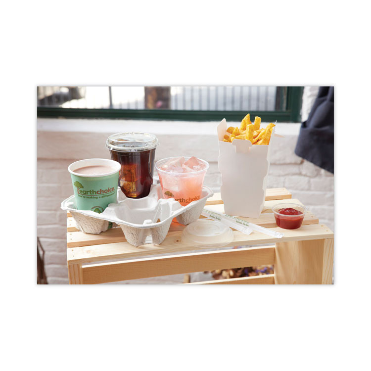 PACTIV EVERGREEN CORPORATION M510032 EarthChoice Carry-Safe Beverage Carrier, 8 oz to 32 oz, Four Cups + Food Tray, Natural, 300/Carton