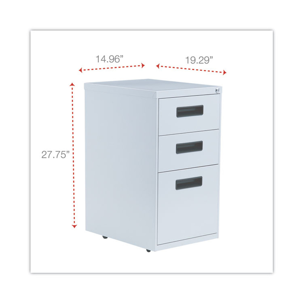 ALERA PABBFLG File Pedestal, Left or Right, 3-Drawers: Box/Box/File, Legal/Letter, Light Gray, 14.96" x 19.29" x 27.75"