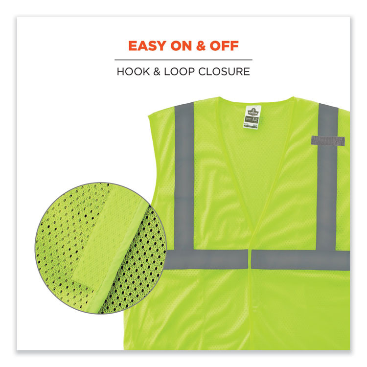 TENACIOUS HOLDINGS, INC. ergodyne® 21027 GloWear 8210HL Class 2 Economy Mesh Hook and Loop Vest, Polyester, 2X-Large/3X-Large, Lime