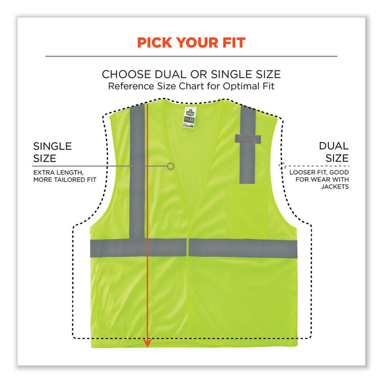 TENACIOUS HOLDINGS, INC. ergodyne® 21027 GloWear 8210HL Class 2 Economy Mesh Hook and Loop Vest, Polyester, 2X-Large/3X-Large, Lime