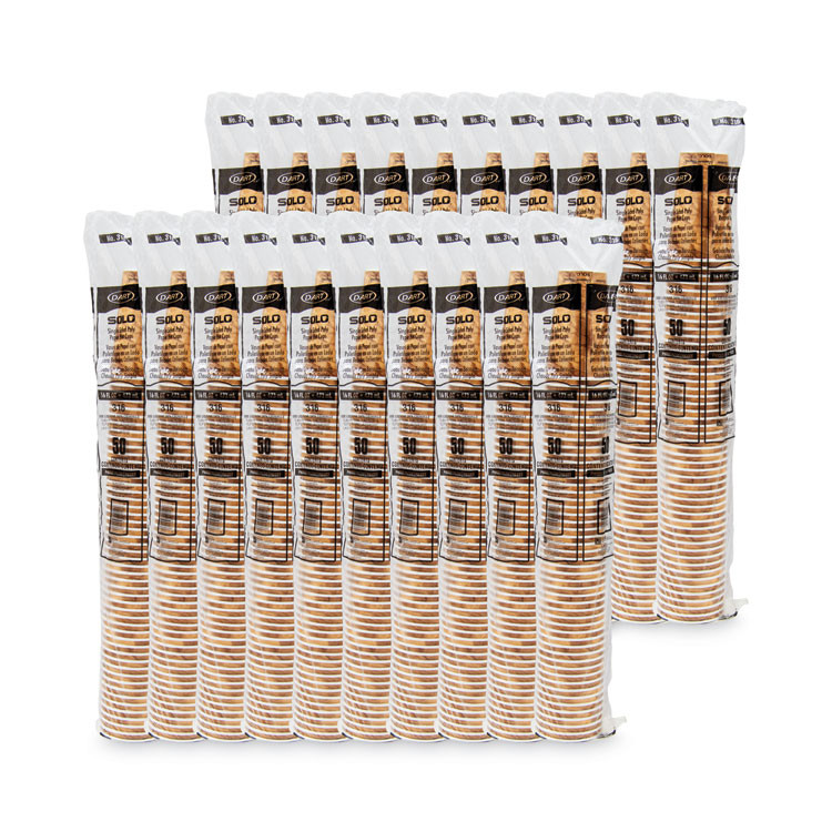 DART SOLO® 316MS Mistique Hot Paper Cups, 16 oz, Mistique Design, 50/Sleeve, 20 Sleeves/Carton