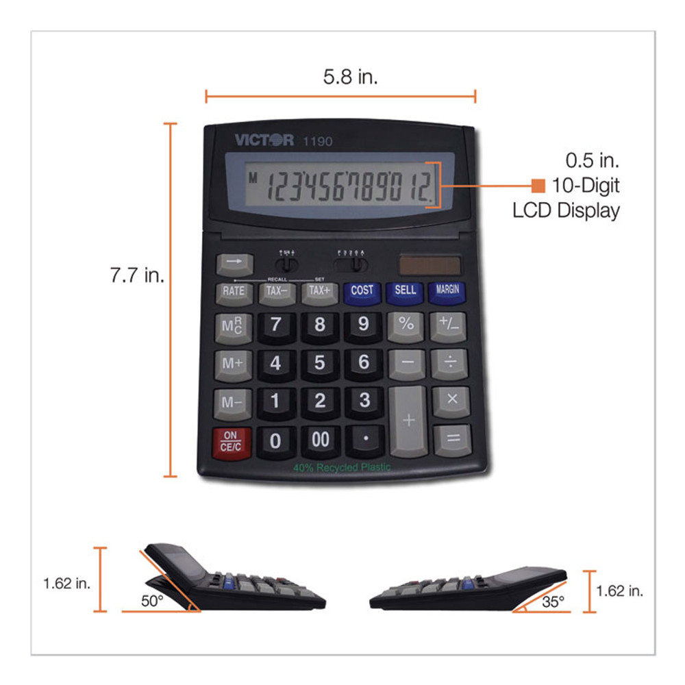 VICTOR TECHNOLOGY LLC 1190 1190 Executive Desktop Calculator, 12-Digit LCD