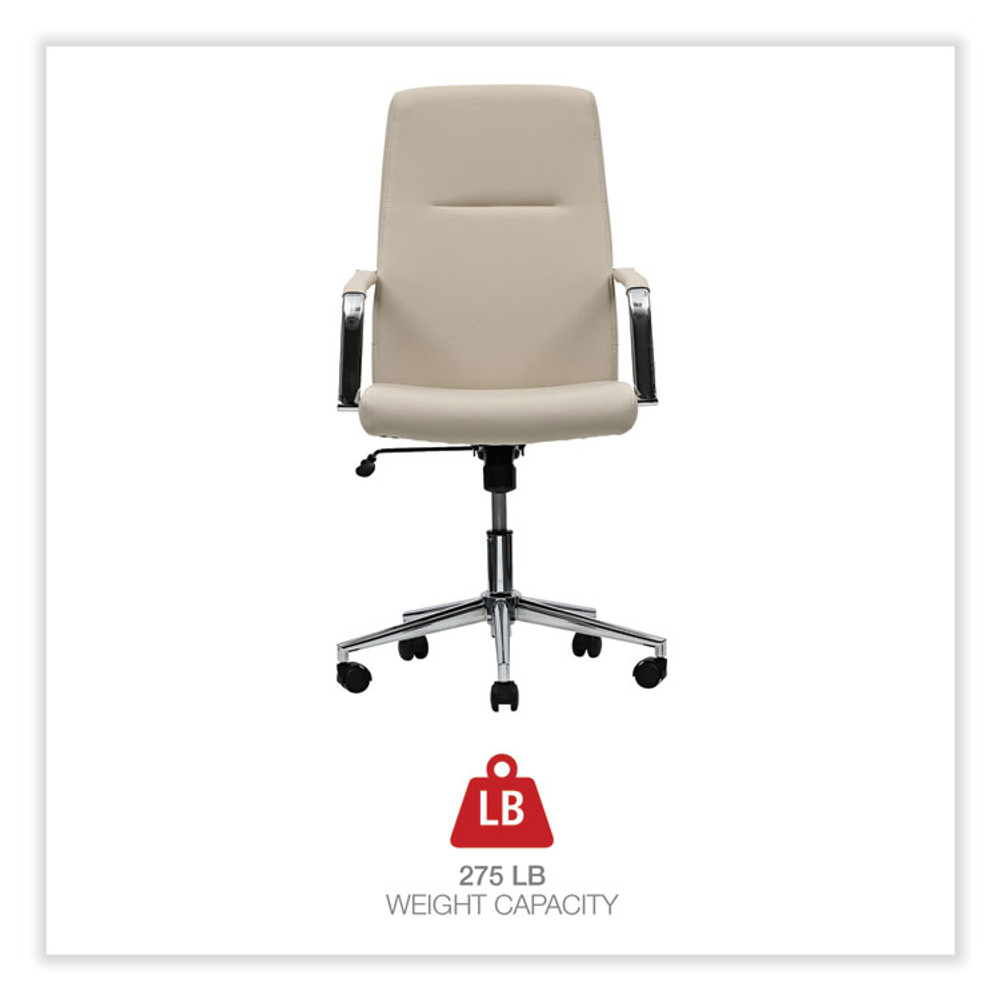 ALERA Workspace by WS4106 Leather Task Chair, Supports Up to 275 lb, 18.19" to 21.93" Seat Height, White Seat, White Back