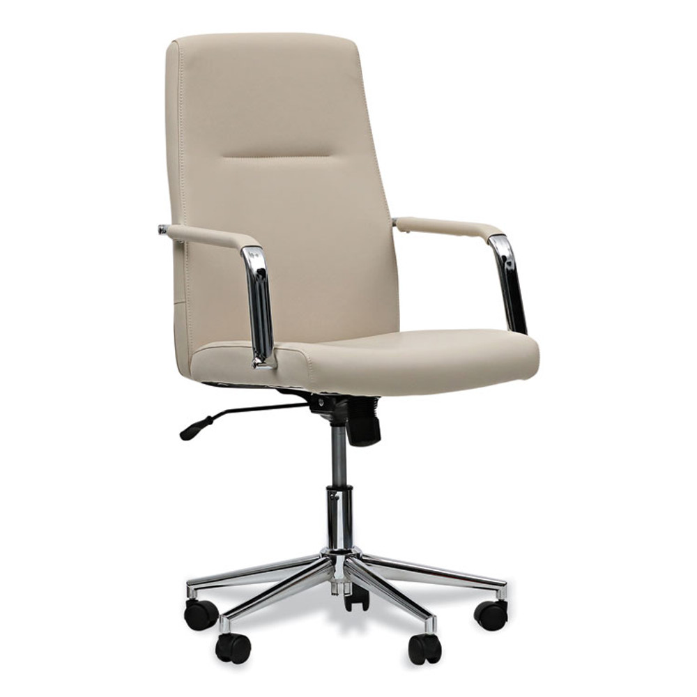 ALERA Workspace by WS4106 Leather Task Chair, Supports Up to 275 lb, 18.19" to 21.93" Seat Height, White Seat, White Back