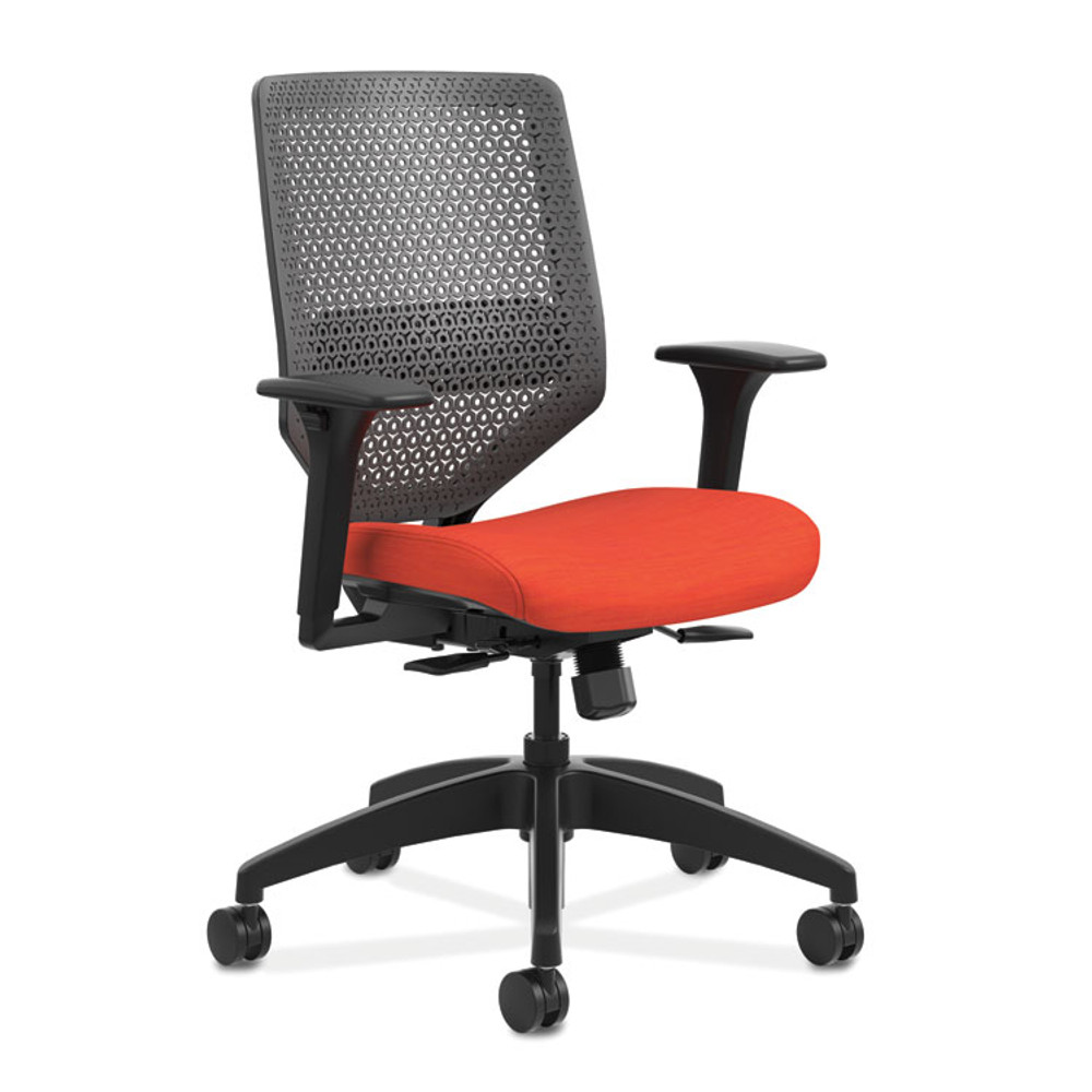 HON COMPANY SVR1ACLC46TK Solve Series ReActiv Back Task Chair, Supports 300 lb, 18" to 23" Seat Height, Bittersweet Seat, Charcoal Back, Black Base