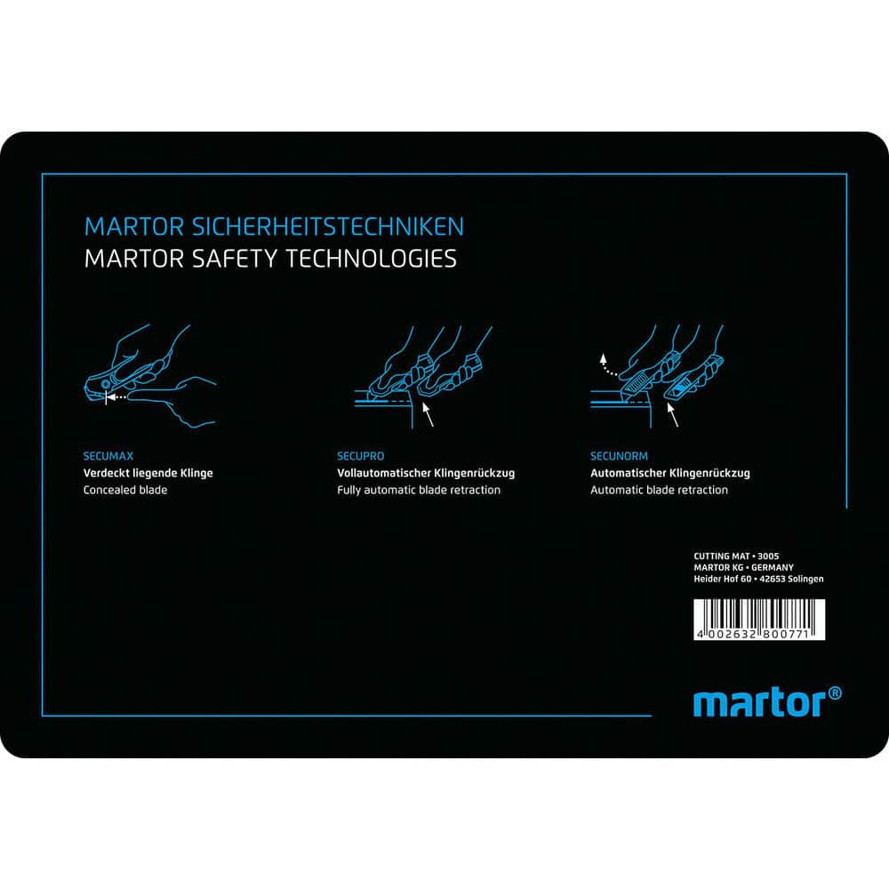 Martor USA 3005.06 Knife Accessories; Type: Cutting Mat ; For Use With: All Plain Edge and Serrated Knives ; Material: Plastic ; Color: Black ; Overall Width: 6 ; Overall Height: 0.1181