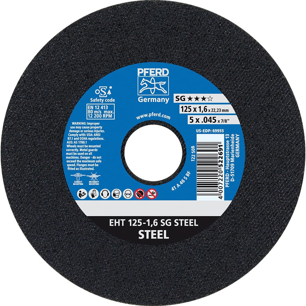 PFERD 61331122 Cut-Off Wheel:  Type 1 (01/41),  5" Dia,  Aluminum Oxide