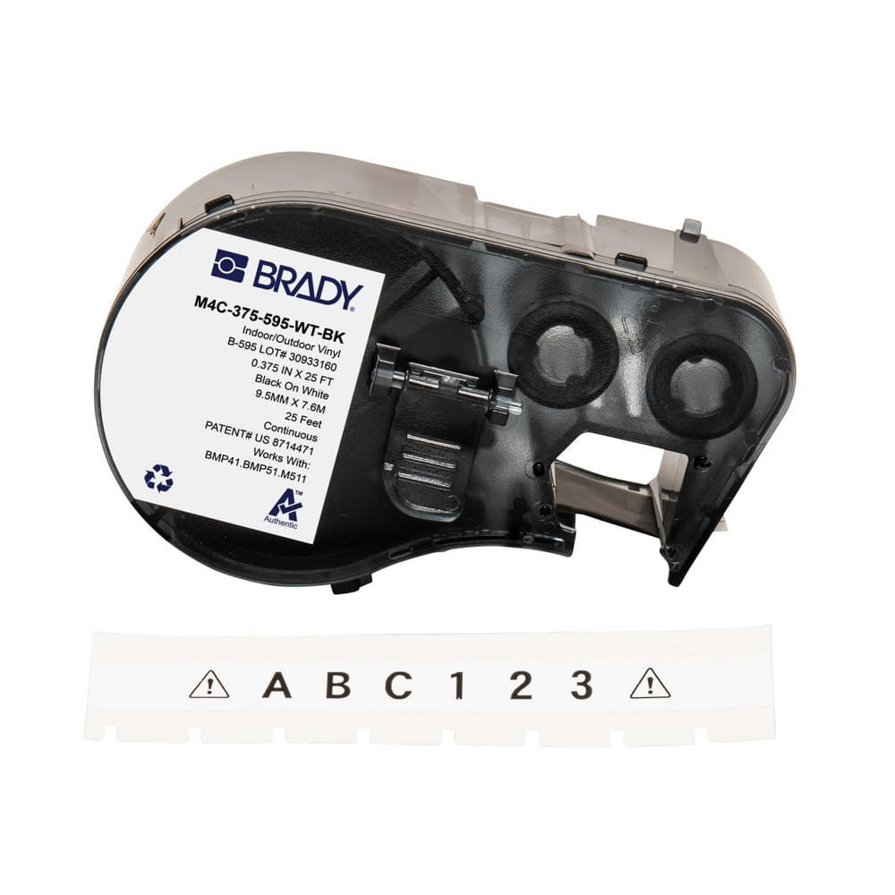 Brady 170843 Labels, Ribbons & Tapes; Application: Label Printer Cartridge ; Type: Label Printer Cartridge ; Color Family: White ; Color: Black on White ; For Use With: BMP41; BMP51; BMP53; M511 ; Material: Vinyl