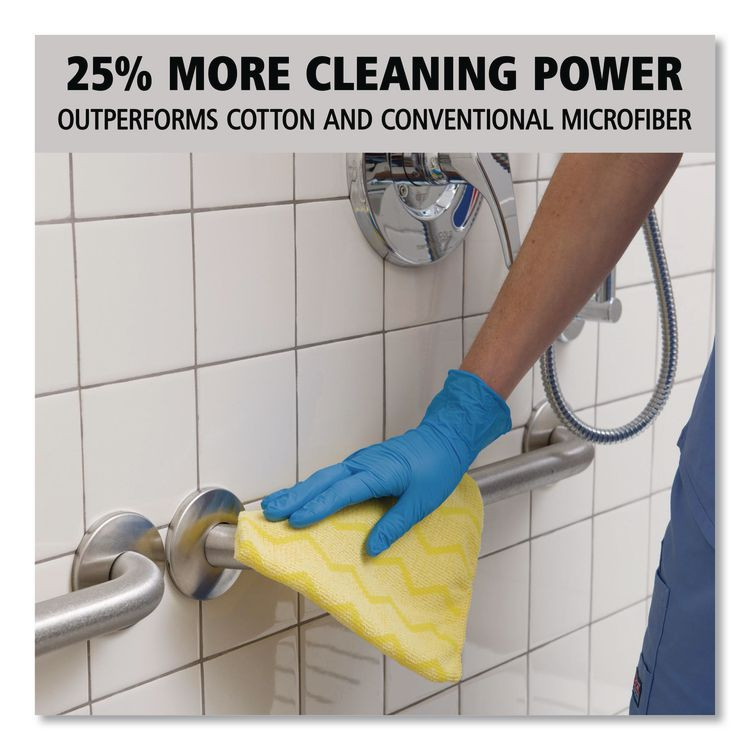 RUBBERMAID COMMERCIAL PROD. Q610 Reusable Cleaning Cloths, Microfiber, 16 x 16, Yellow, 12/Carton