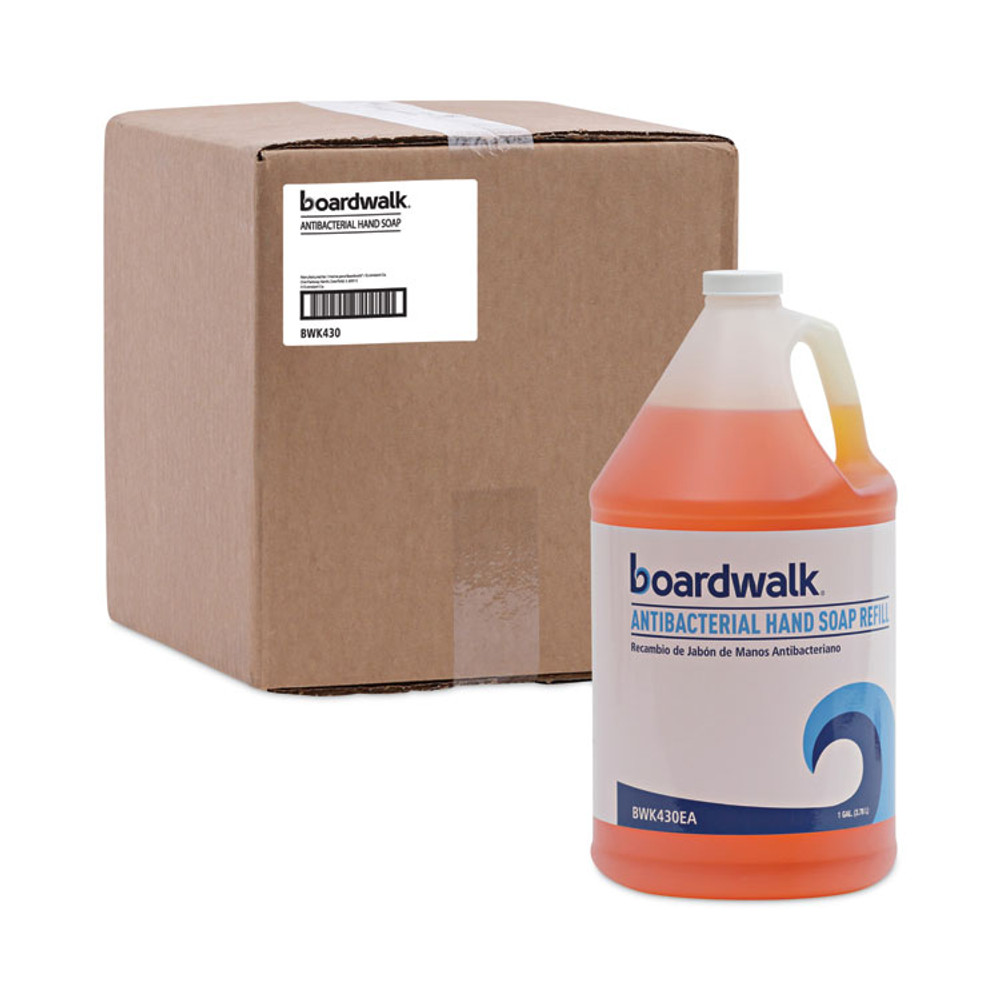 BOARDWALK 430CT Antibacterial Liquid Soap, Clean Scent, 1 gal Bottle, 4/Carton